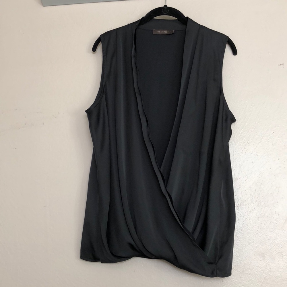 The limited black satin deep cut shirt